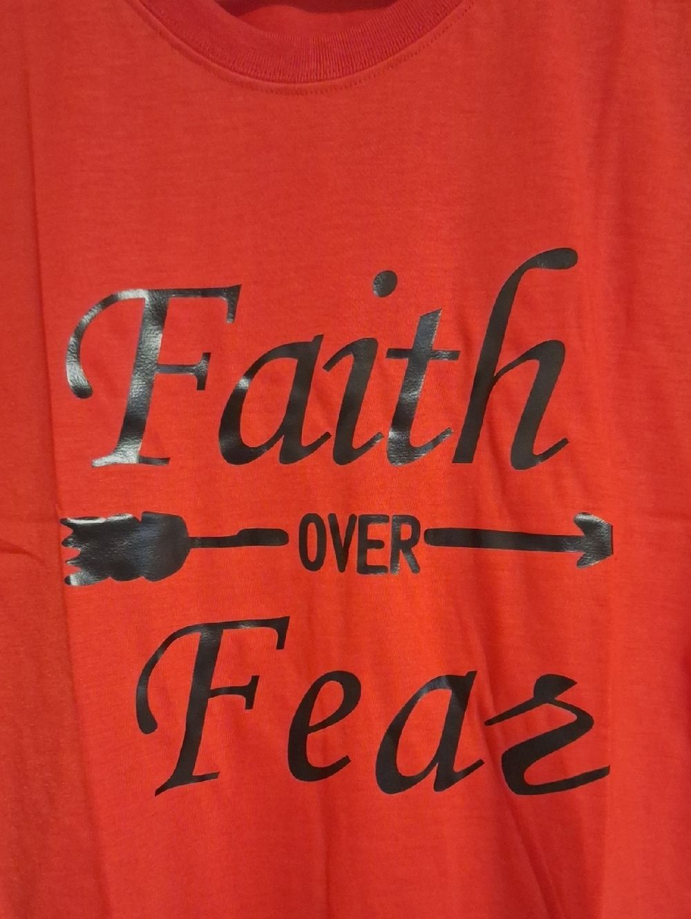 Faith Over Fear Red Short Sleeve Tee - Picture 2 of 5